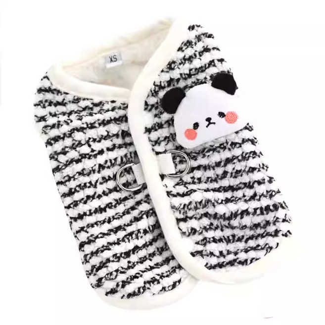 유키고고 반려동물 겨울 후리스 판다 꿀벌 조끼, 1개, 블랙