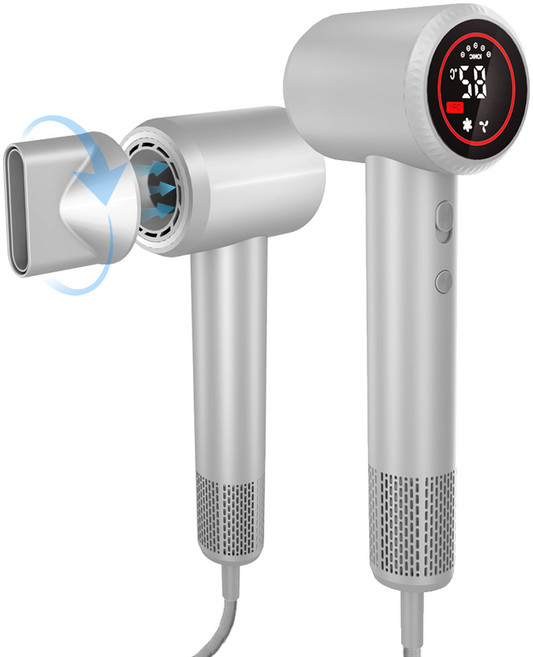 초고속 드라이기 11만RPM 초고속 음이온 헤어드라이어 LED 디스플레이 BLDC 모터드라이기, 은색-X3S