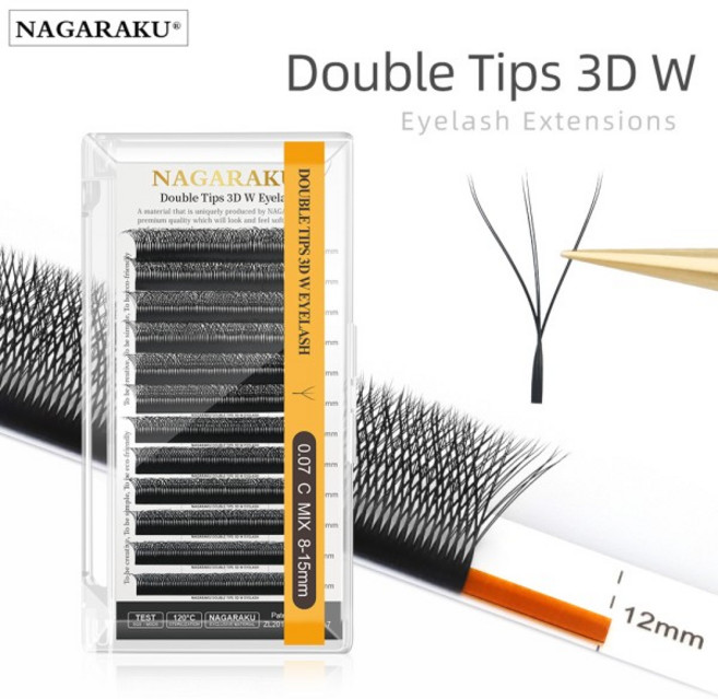 NAGARAKU 더블 3D 속눈썹 모양 연장 블리스 미리 만들어진, 01 D, 01 0.07mm, 03 13mm