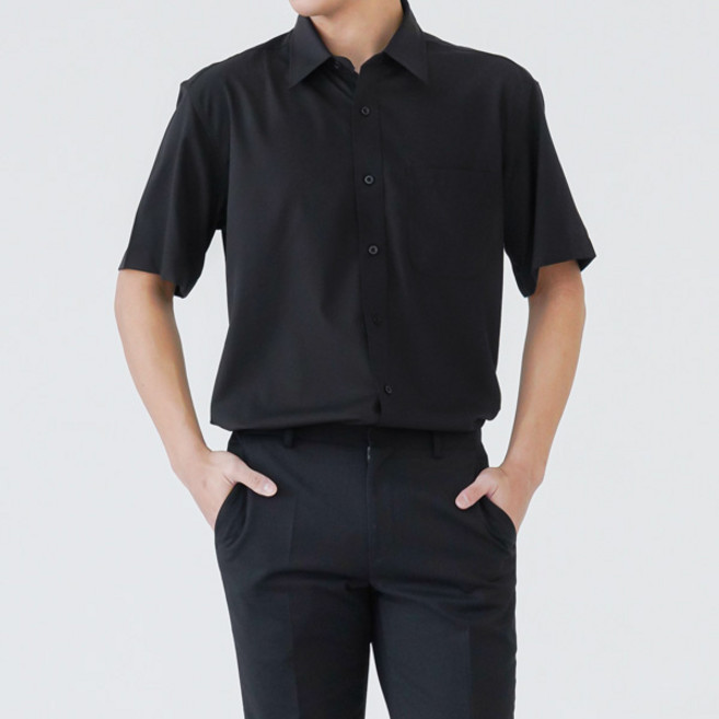체인지 남성용 반팔 빅사이즈 구김없는 스판 와이셔츠