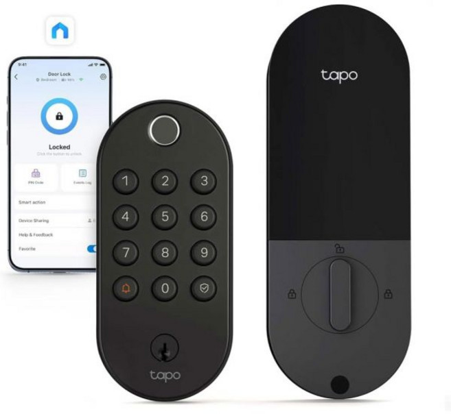 Tapo 스마트 Wi-Fi 도어락 데드볼트 | 키리스 출입 지문 인식 터치스크린 키패드 및 앱 내 모니터링(접근 예약 기능 포함) 1년 충전식 배터리 BHMA 2등급 DL, Fingerprint
