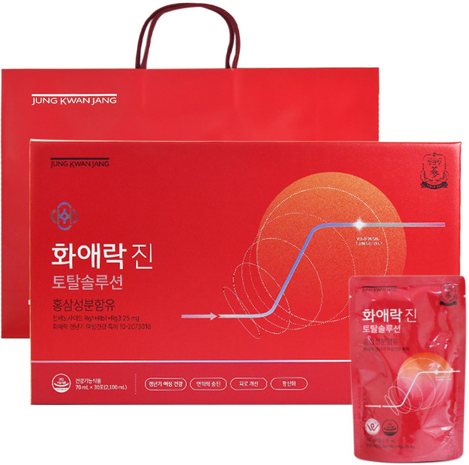 정관장 화애락진 70ml30포 정품케이스 박스 쇼핑백포함 최신생산제품, 70ml, 30개