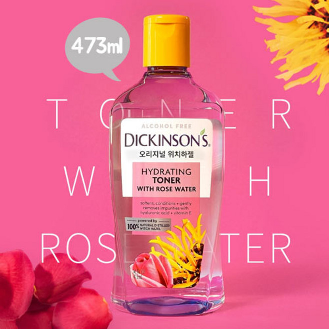 디킨슨 위치하젤 하이드레이팅 토너 위드 로즈워터 473ml, 2개