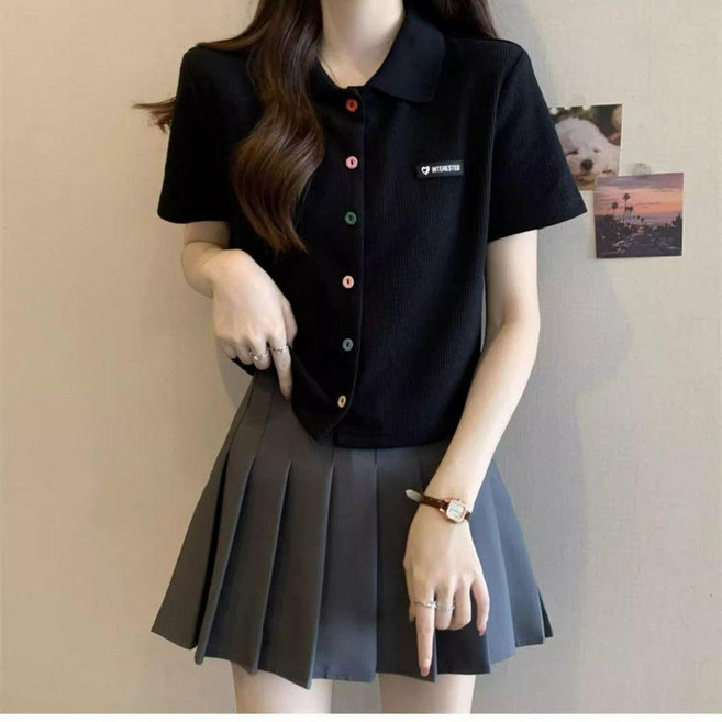 短袖上衣 polo領短袖女