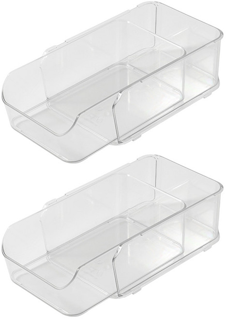 이지유 슬라이드 서랍식 적층 수납함 다용도 화장대 책상 정리함 플라스틱 적재 보관 트레이, 투명 대형, 2개
