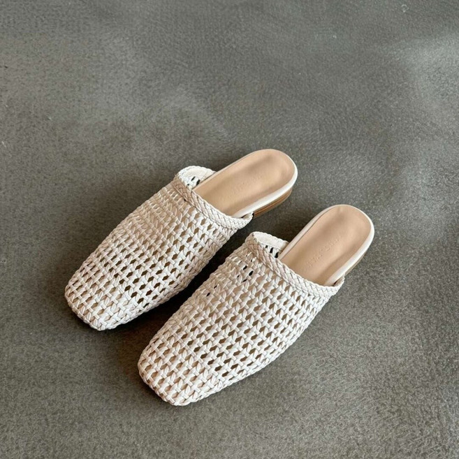 LUNATURE 여성용 짜임 플랫 슬리퍼 여름 블로퍼