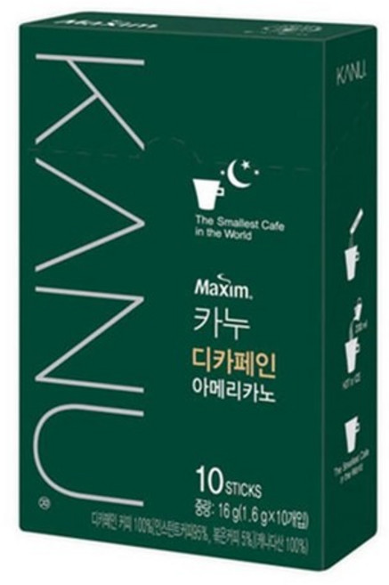 카누 디카페인 아메리카노 1.6g 10T 인스턴트 커피 디카페인 아메리카노 인스턴트, 없음