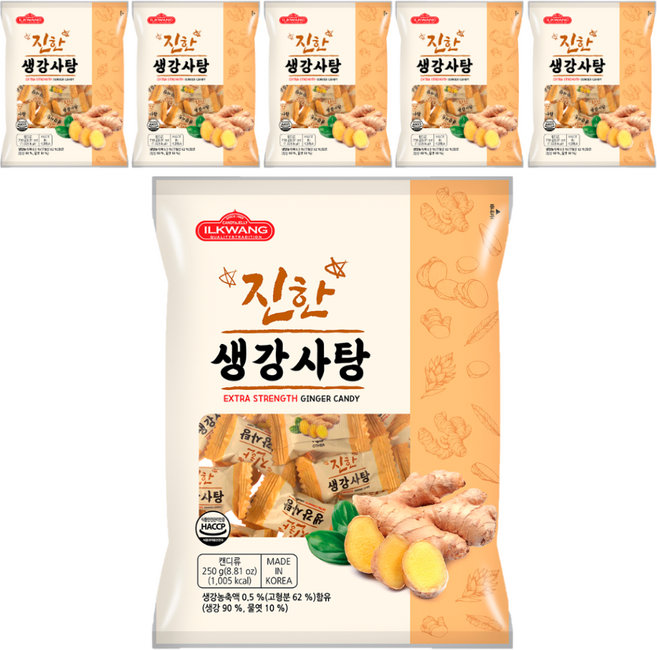 일광제과 진한 생강사탕, 250g, 6개