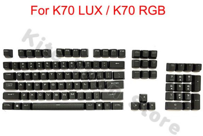 키보드키캡 커세어 K70 LUX/K70 LUX RGB/K95 기계식 키보드용 오리지널 키캡 풀 세트 블랙 화이트 ABS PBT, 01 abs black
