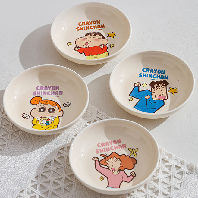 Keyiyijia 귀여운 크래용신짱 시리즈 소스볼 4개입, 1세트, 봉미선+신형만+짱구+짱아