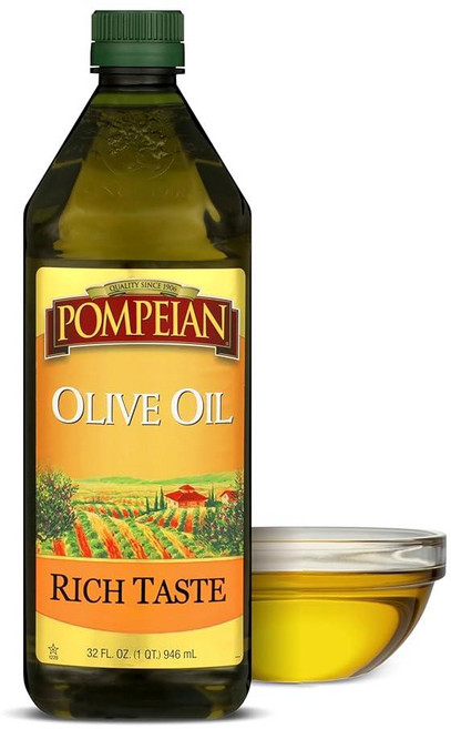 Pompeian 풍부한 맛 리치 테이스티 올리브 오일 전체 풍미 그릴과 소스용 Rich Taste Olive Oil Whole Flavor Great for Grilling, 32 Fl Oz