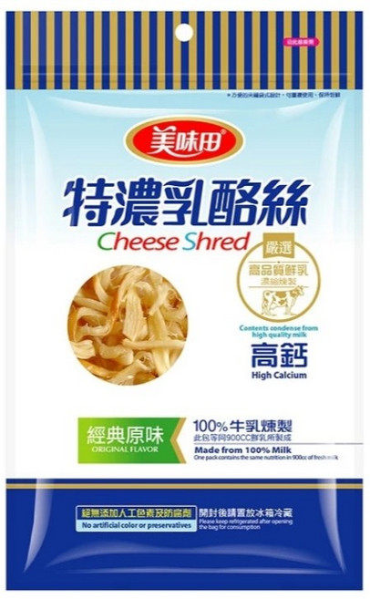 美時田 特濃乳酪絲 經典原味 高鈣, 60公克, 1個