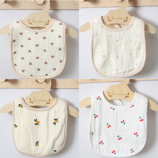 불로홈 요루 6중 거즈 롤링 아기 턱받이 4종 U자형