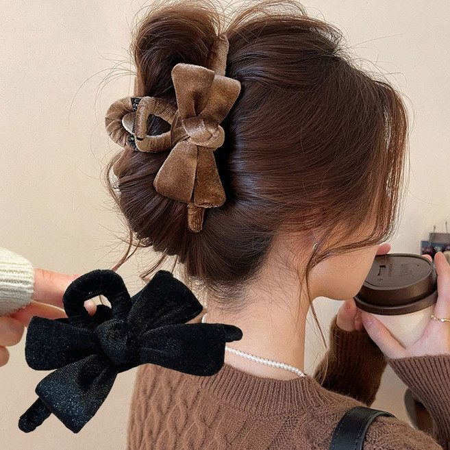 ZMBIRD 2종세트 플리스 리본 머리 집게핀 대형 N1887