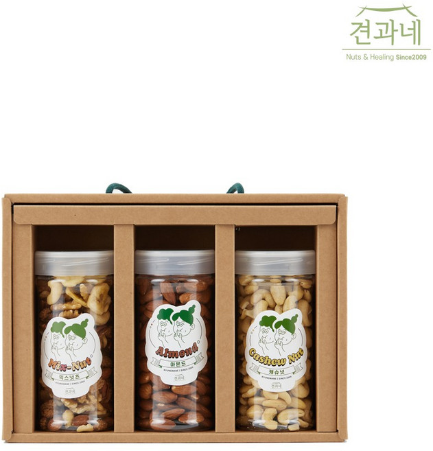 [견과네] 황토가마 보틀 3종 (아몬드/캐슈넛/믹스넛츠/전용 케이스), 530g, 1개