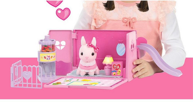 5살여아장난감 핑크 토끼 가방집 꾸미기 18개월장난감 돌아기 24개월장난감