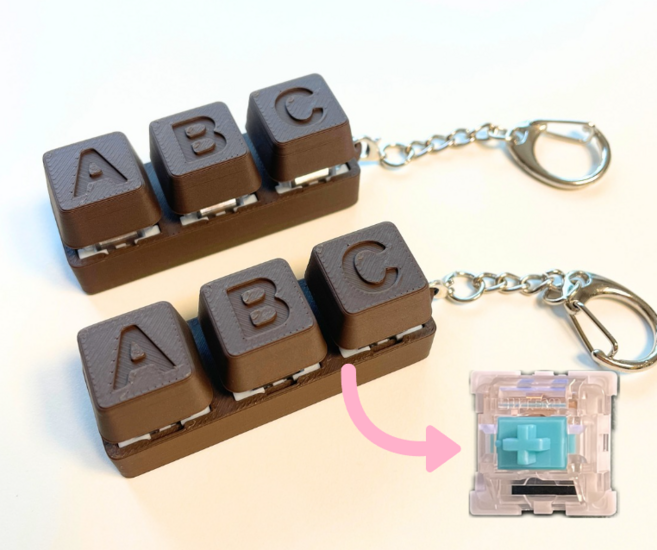 ABC 알파벳 초콜릿 키캡 클리커 키링, 1개, 청축(찰칵찰칵)