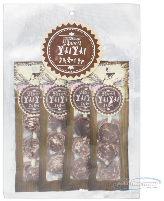 헬로도기 강아지 꼬치꼬치 육포 껌간식, 혼합맛(소/북어), 100g, 1개