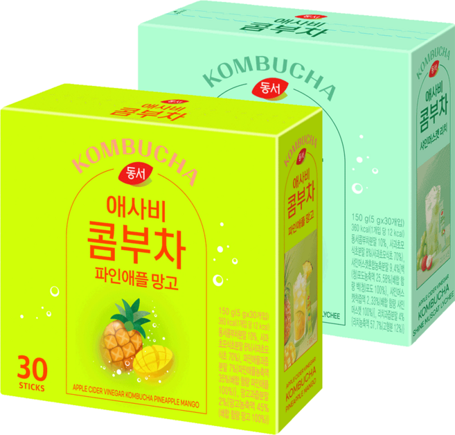 동서 애사비 콤부차 파인애플망고 30T+샤인머스캣리치30T