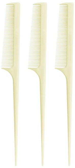 오라이브 미용 꼬리빗 국내생산 국가고시 자격증 시험용, 3개, 아이보리