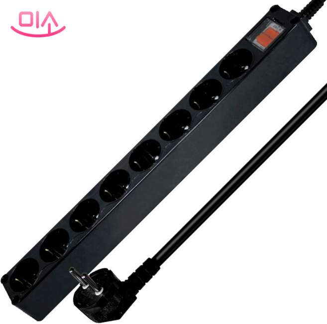 현대일렉트릭 8구 10구 과부하 누전차단 PVC 블랙 멀티탭, 1개