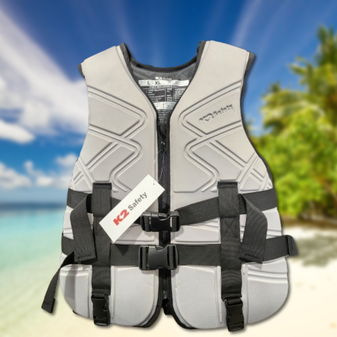 코스트코 성인용 구명조끼 K2 세이프티 부력보조복 워터파크 물놀이 네오프렌 구명복 라이프자켓, 고체식(네오프렌 폴리에스테르), 그레이