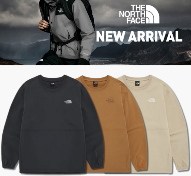 매장정품 노스페이스 남성 간절기 봄 가을 데일리 라운드 우븐 바람막이 긴팔 맨투맨 티셔츠