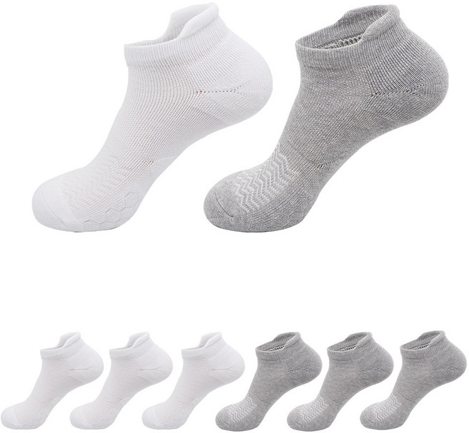 PRS 남성용 큰발 빅사이즈 힐커버 발목스포츠양말 8켤레, 화이트+그레이 혼합