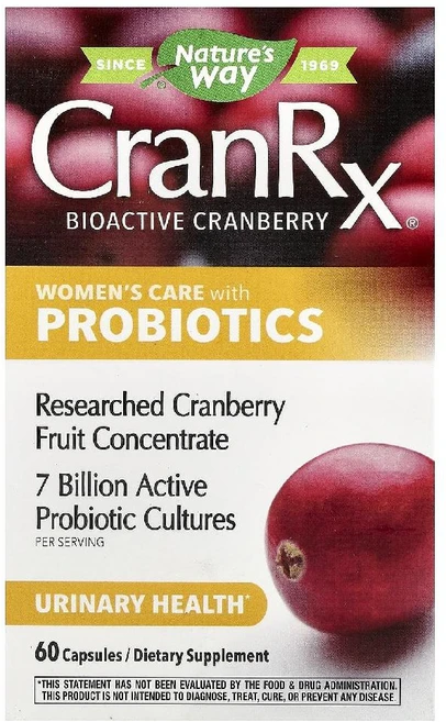 Nature's Way CranRx Probiotics 네이쳐스 웨이 여성 크랜베리 프로바이오틱스 유산균 70억CFU 60정 - 쿠팡