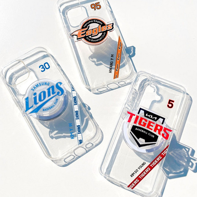 전기종 전구단가능 야구 엠블럼 맥세이프 스마트톡 젤리 기아블랙 폰케이스 세트