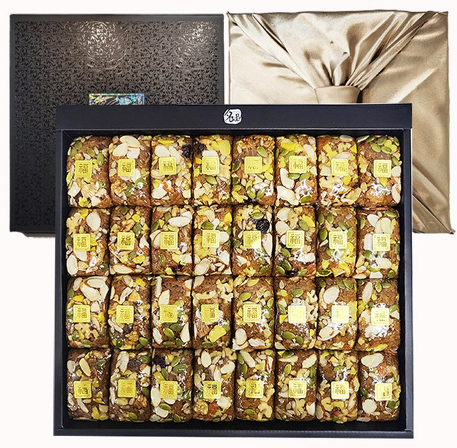 조현제떡연구소 궁중영양떡 약식선물세트 명절선물세트 고급보자기 개별포장 추석선물 설날선물 단체떡선물 답례떡 이바지 아침식사대용 건강식 선물로좋은, 95g, 32개, {리뷰약속할일}{저염저당}약식선물세트