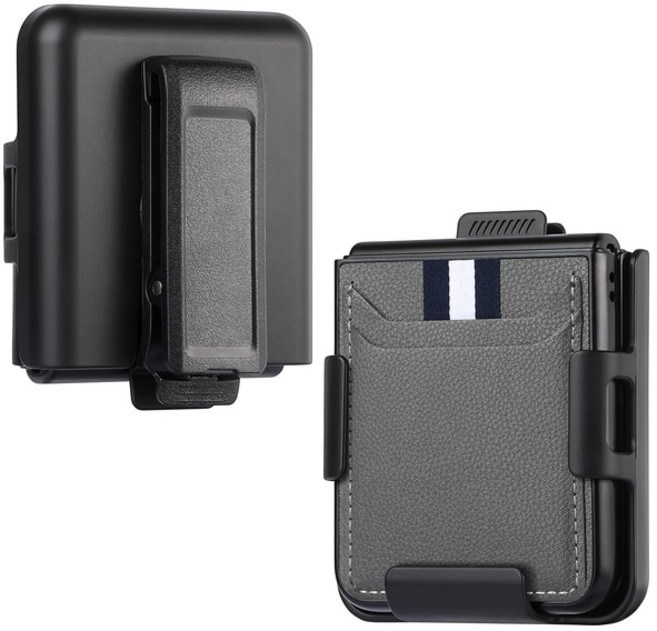 삼성 갤럭시 Z 플립 5 방진 스포츠 벨트 클립 가죽 케이스 카드 슬롯 휴대폰 액세서리