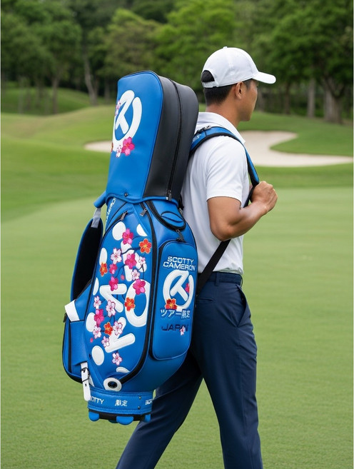 Scotty Cameron K 일본 투어 캐디백 블루 사쿠라 에디션