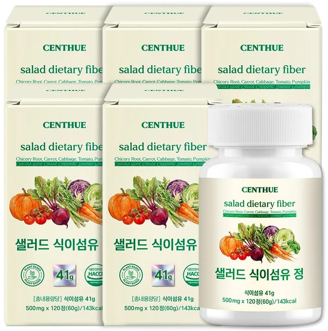 센트휴 샐러드 식이섬유 정, 6개, 120정 - 쿠팡