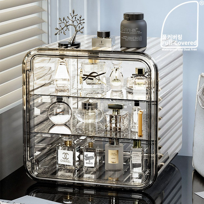 풀커버링 높이조절 화장품정리함 특대형 정리대 향수 네일 립스틱 수납함 투명아크릴 보관함 정리함