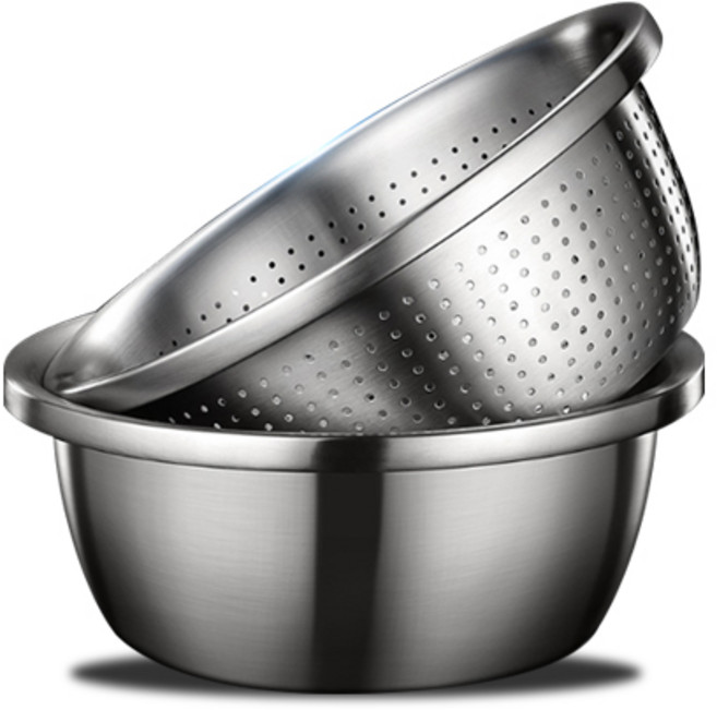 스테인리스 김치볼 대형 믹싱볼+펀칭볼 바구니 2p세트, 1개