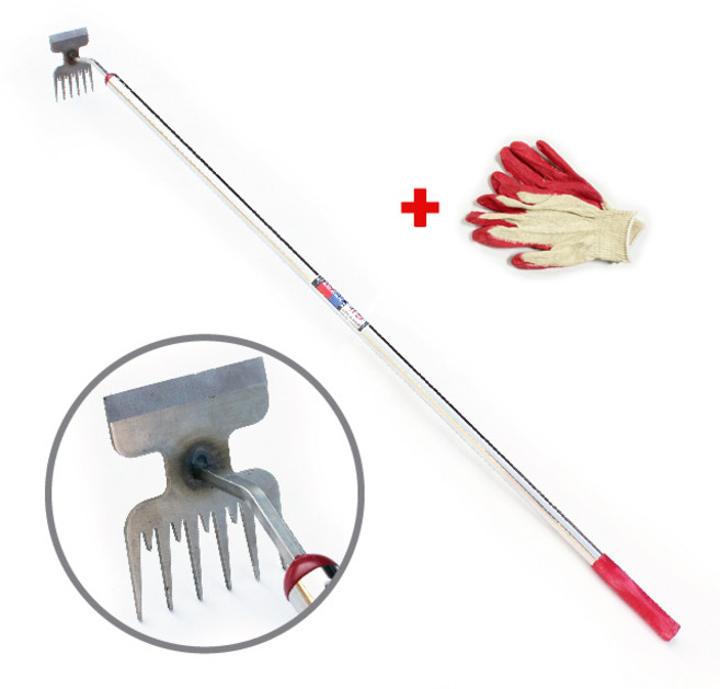 칼날 뿌리호미 장대(장호미 서서 잡초 뿌리 풀뽑기 잔뿌리 제거 제초 갈퀴 호미 괭이), 1개