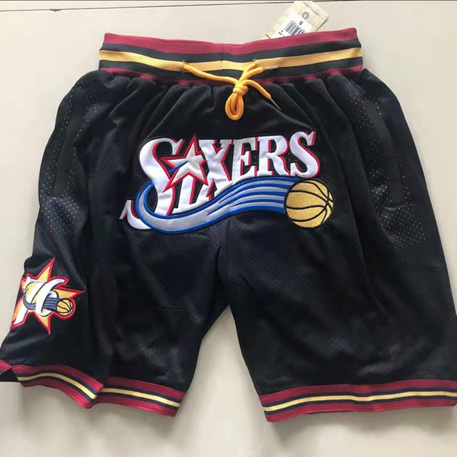 NBA 농구반바지 5부 유니폼 농구복 농구바지 쇼츠, 76ers 블랙, 1개