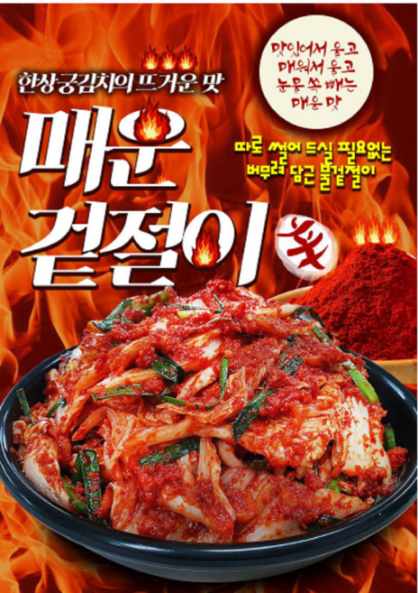한상궁김치 매운 겉절이 맛있게 매운김치 실비김치 HACCP, 3개, 1kg