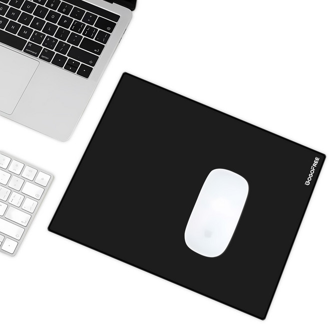 GOGOFREE 게이밍 사무용 강화유리 마우스패드 M&S, 1개, 블랙 240x300mm
