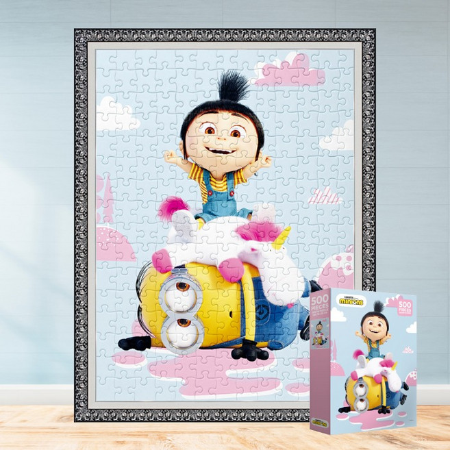 모두의취미 미니언즈와 아그네스 500피스 캐릭터 직소퍼즐, 1개, 액자세트(매트블랙)