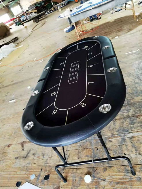 대형 포커테이블 다이 게임판 포카 카지노 접이식 고스톱, 1개, 다크블랙 원형 180x90cm