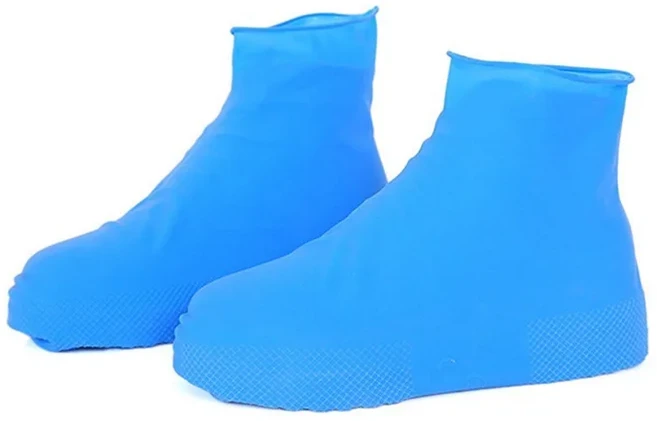 실 방수 신발 커버 SL 재사용 가능한 비 슬립 덮 슈즈 고무 야외 날, Long blue, S 26-34
