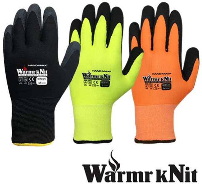 핸드맥스 - 워머니트 [방한장갑 라텍스코팅] 5켤레, 5개, 오렌지