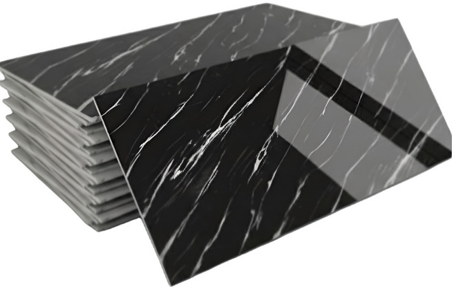 제이에스맘 붙이는 방수 타일 대리석 벽지 접착식 데코 폼블럭 포인트 시트지 300x600mm, 스틸블랙마블, 7개입