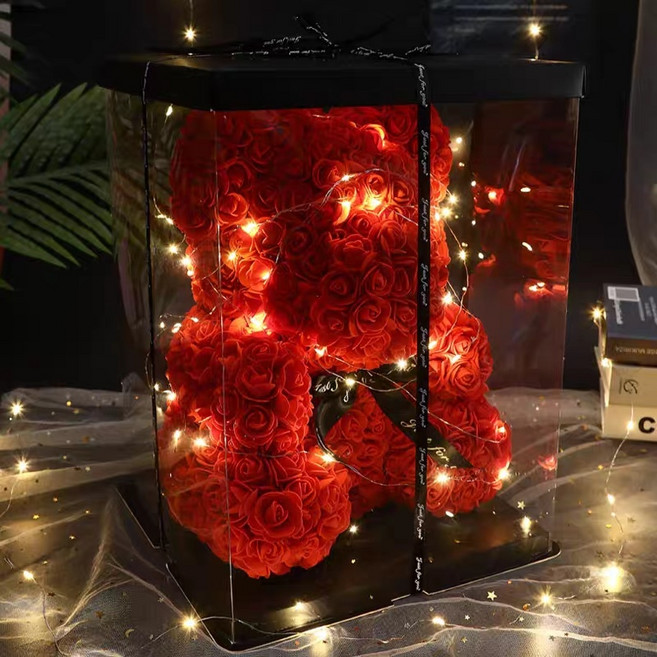 [레터링+선물케이스+LED조명 세트] 로즈베어 장미곰 장미곰돌이 이벤트꽃장미꽃인형 프로포즈 발렌타인데이 화이트데이 특별한날 결혼 입학식 졸업식 기념일 크리스마스 선물_쯔야코드, 하트베어-화이트+레드[러브레터링+선물케이스+LED조명], 1개