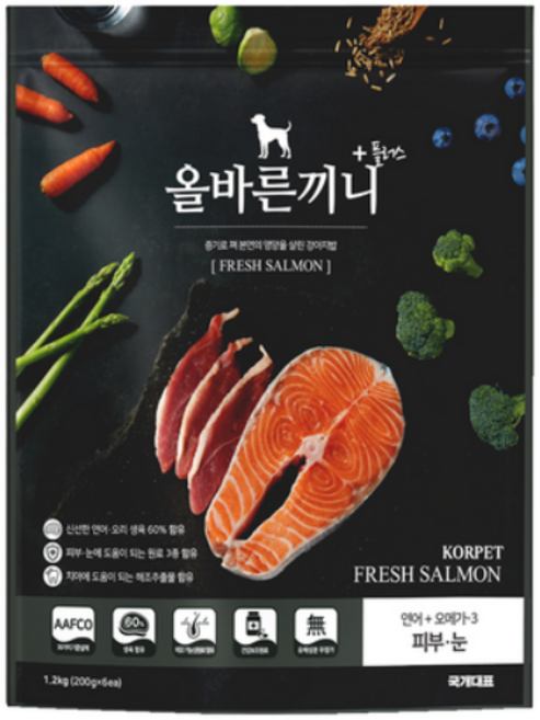 국개대표 강아지 올바른끼니 기능성 사료, 1.2kg, 1개, 피부/피모+알러지