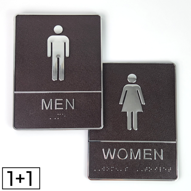 화장실 표지판 용 사인 부착형 카페 상가 복도 식당 안내판, 1세트, 남자1+여자1
