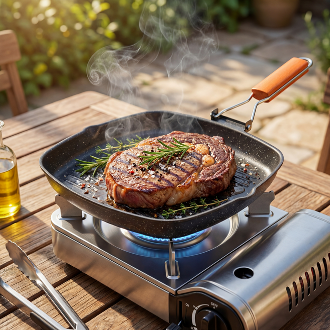 R Succeed I 개인 배낭 트레킹 휴대용 구이판 옥외 캠핑 불판, 1개, 24cm