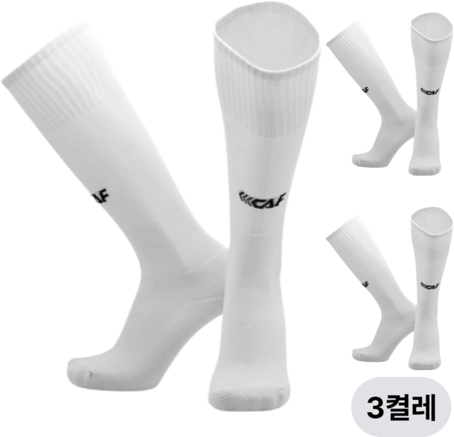 르까프 쿠션 코튼 축구양말 스타킹 3켤레 세트, 1세트, 화이트